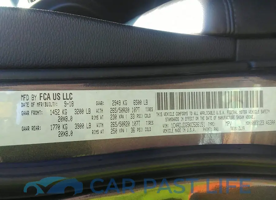 1C4RDJDG5KC526151# 9