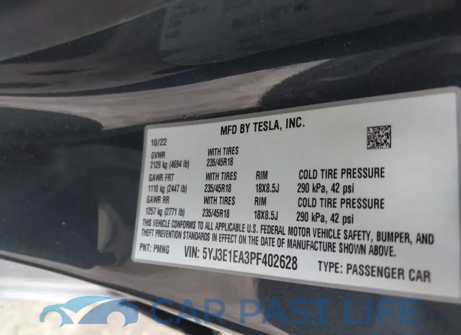 5YJ3E1EA3PF402628# 9