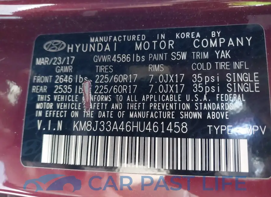 KM8J33A46HU461458# 9