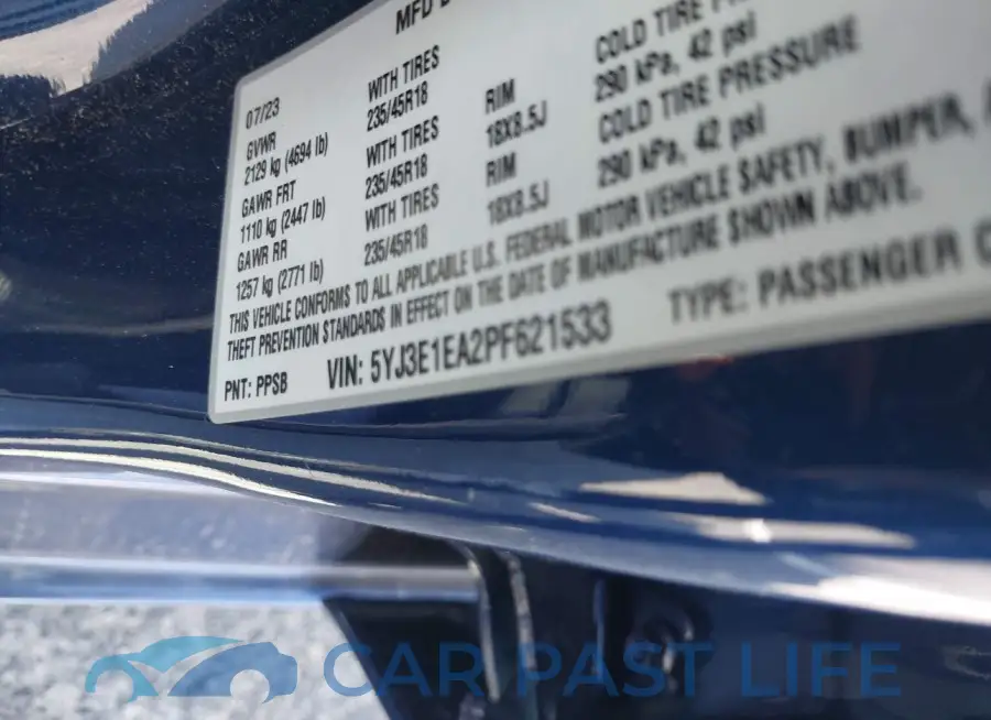 5YJ3E1EA2PF621533# 9