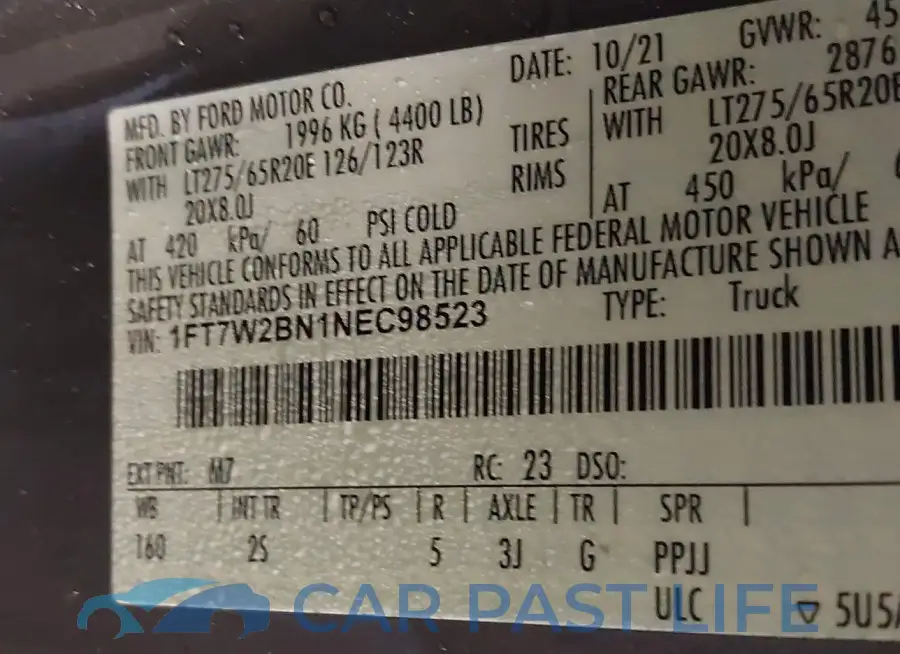 1FT7W2BN1NEC98523# 9