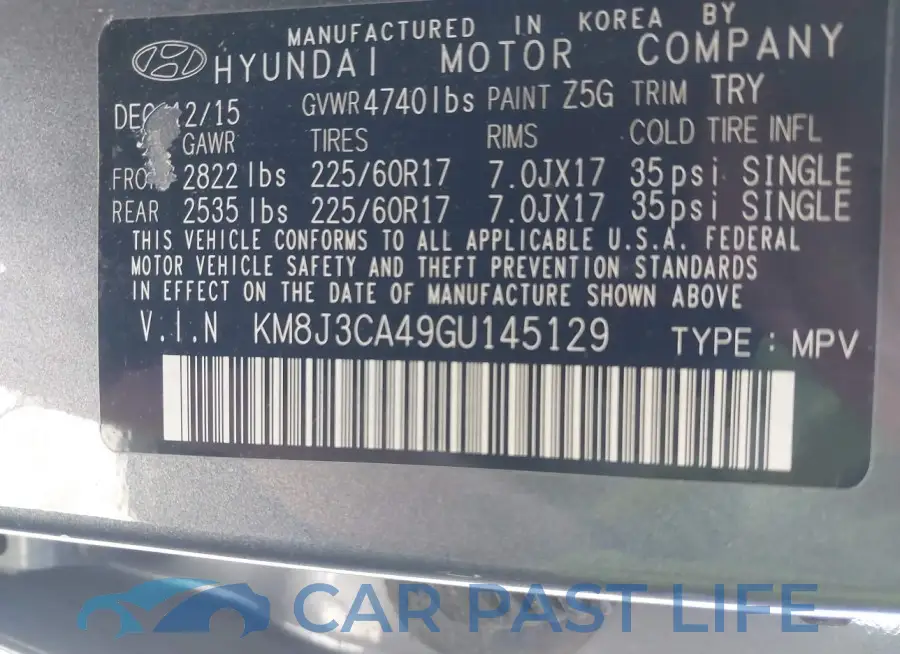 KM8J3CA49GU145129# 9