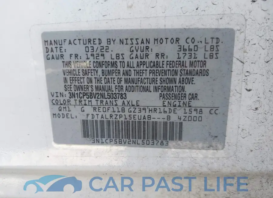 3N1CP5BV2NL503783# 9