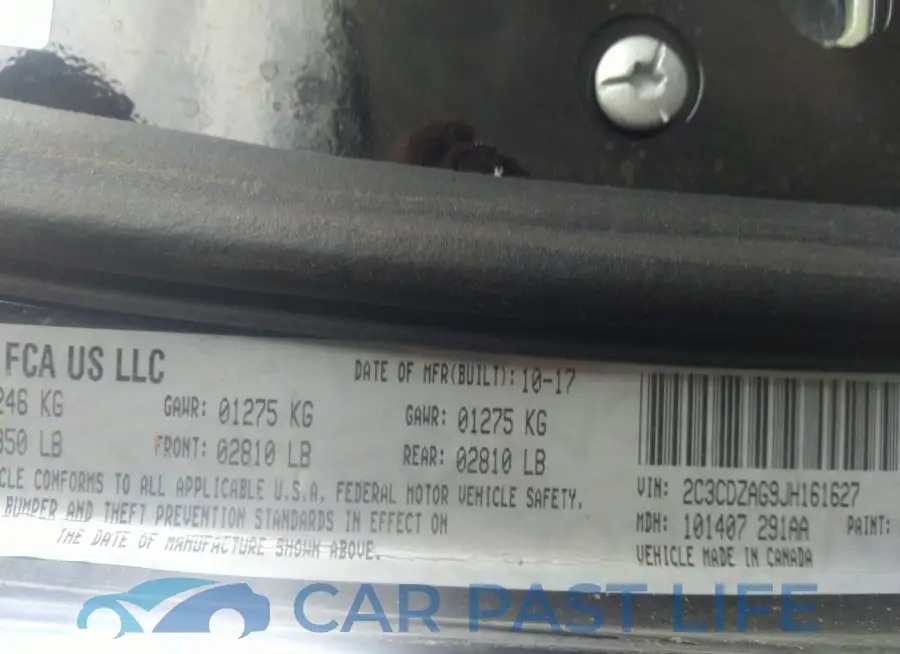 2C3CDZAG9JH161627# 9
