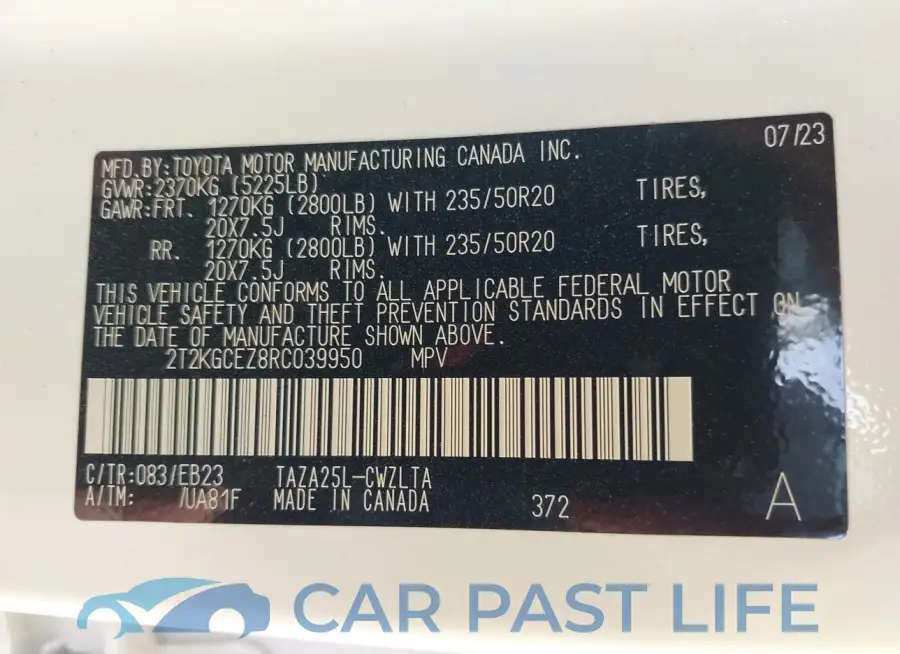 2T2KGCEZ8RC039950# 9