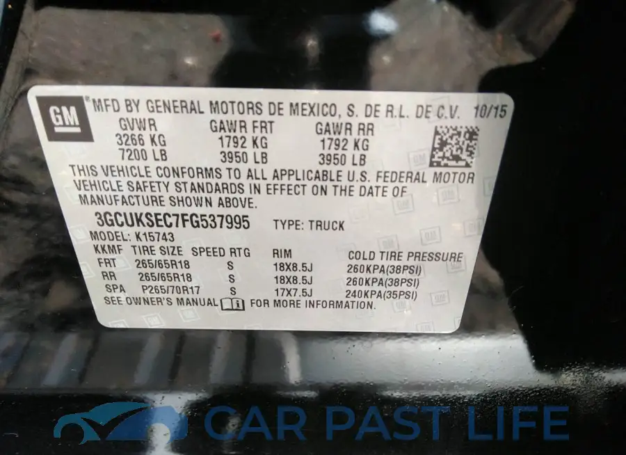 3GCUKSEC7FG537995# 9