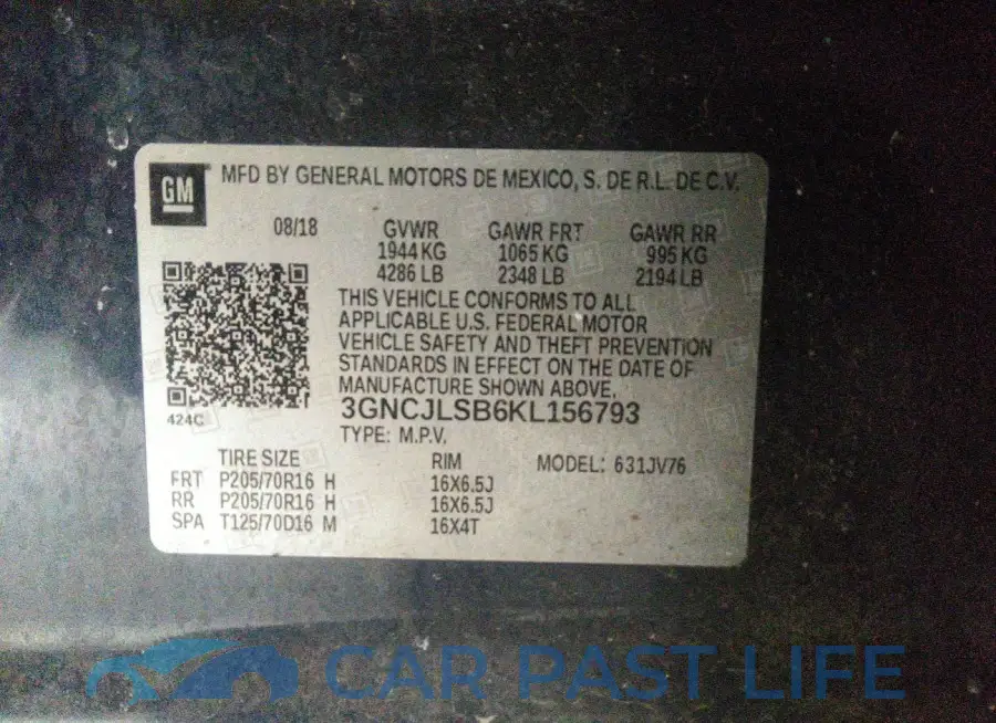 3GNCJLSB6KL156793# 9