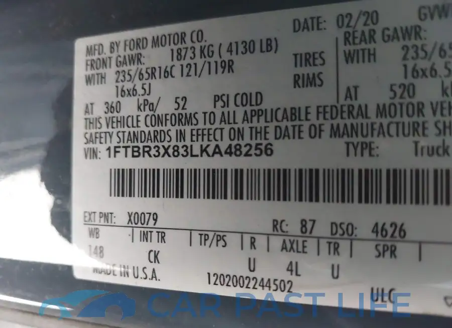 1FTBR3X83LKA48256# 9