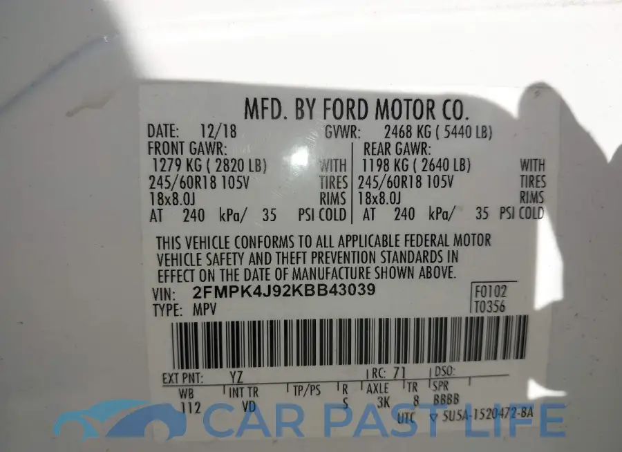 2FMPK4J92KBB43039# 9