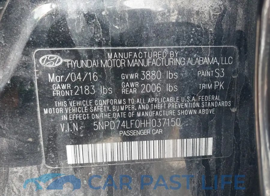 5NPD74LF0HH037150# 9