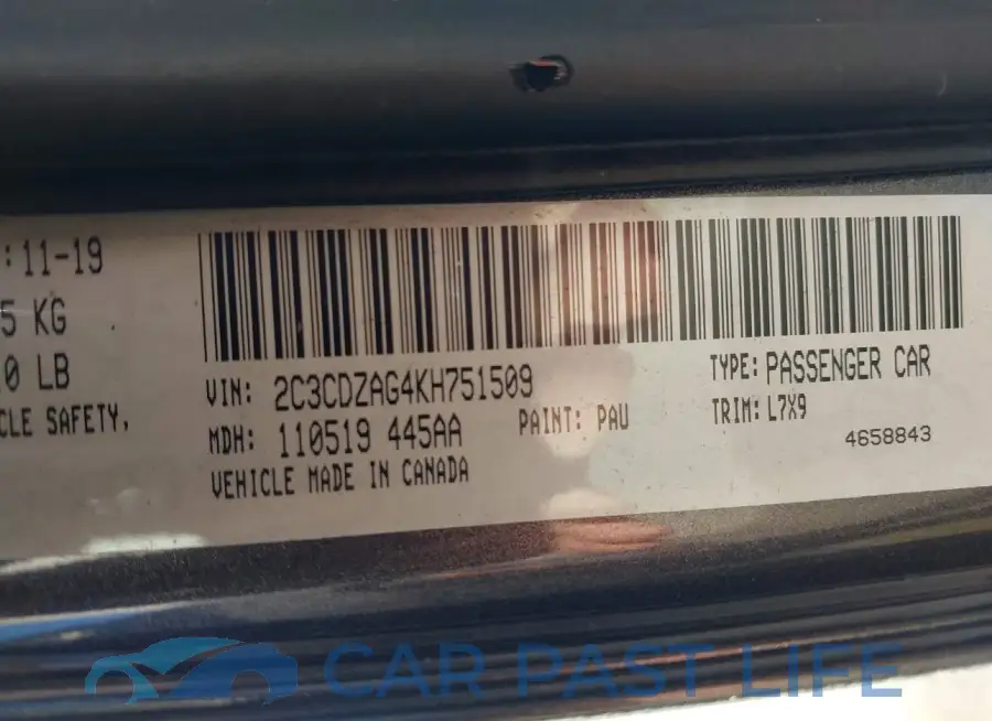 2C3CDZAG4KH751509# 9