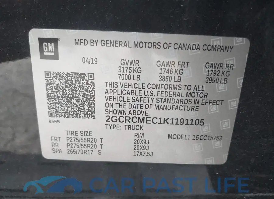 2GCRCMEC1K1191105# 9