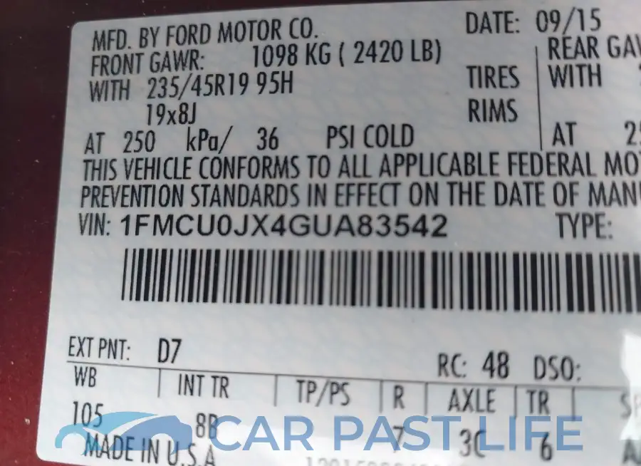1FMCU0JX4GUA83542# 9