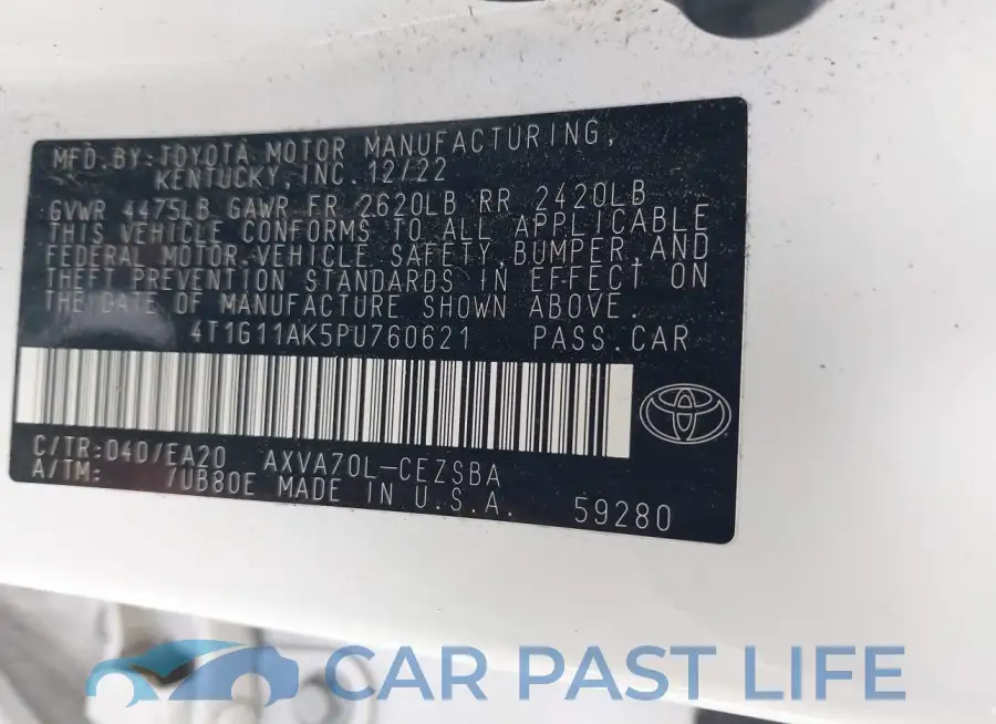 4T1G11AK5PU760621# 9