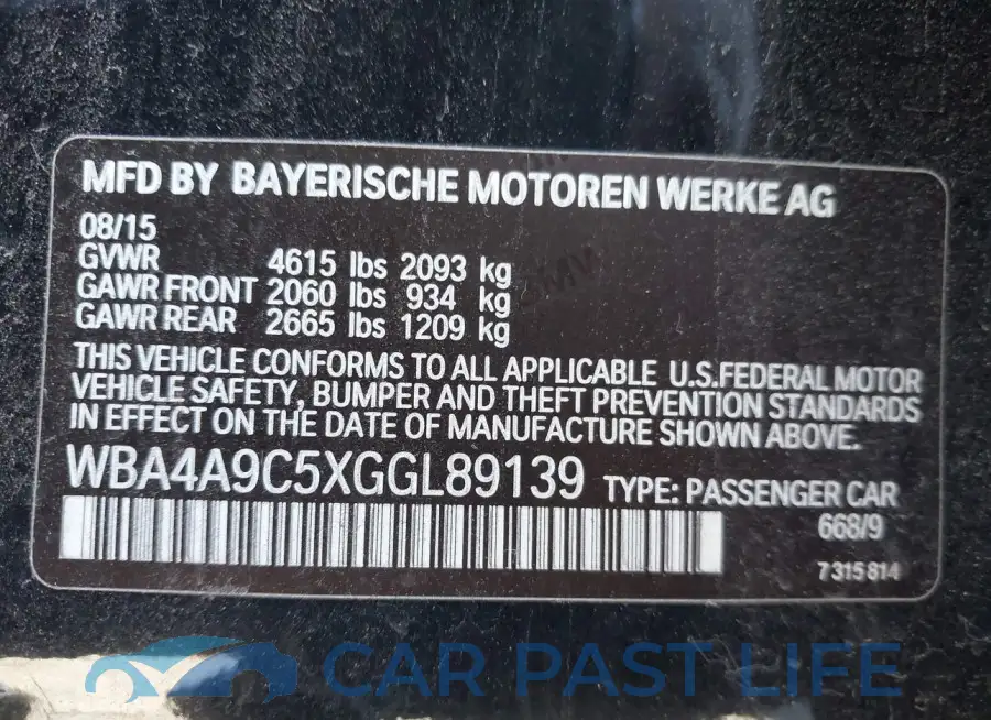 WBA4A9C5XGGL89139# 9
