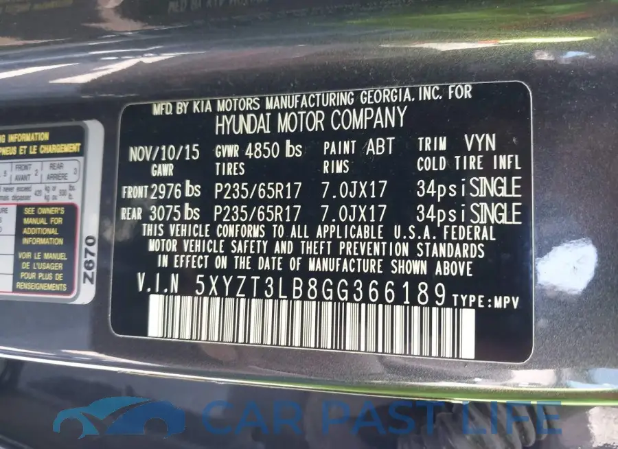 5XYZT3LB8GG366189# 9
