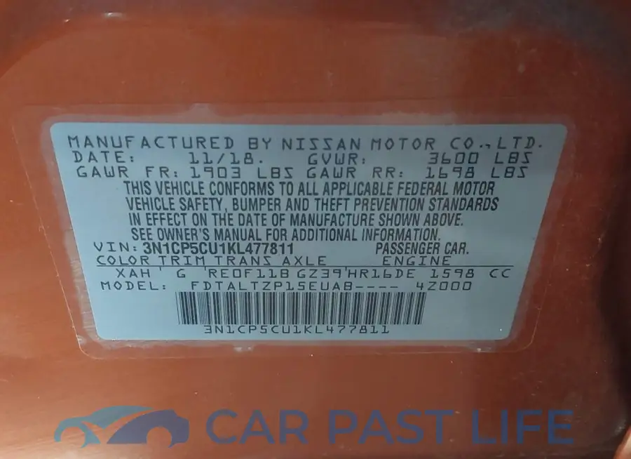 3N1CP5CU1KL477811# 9