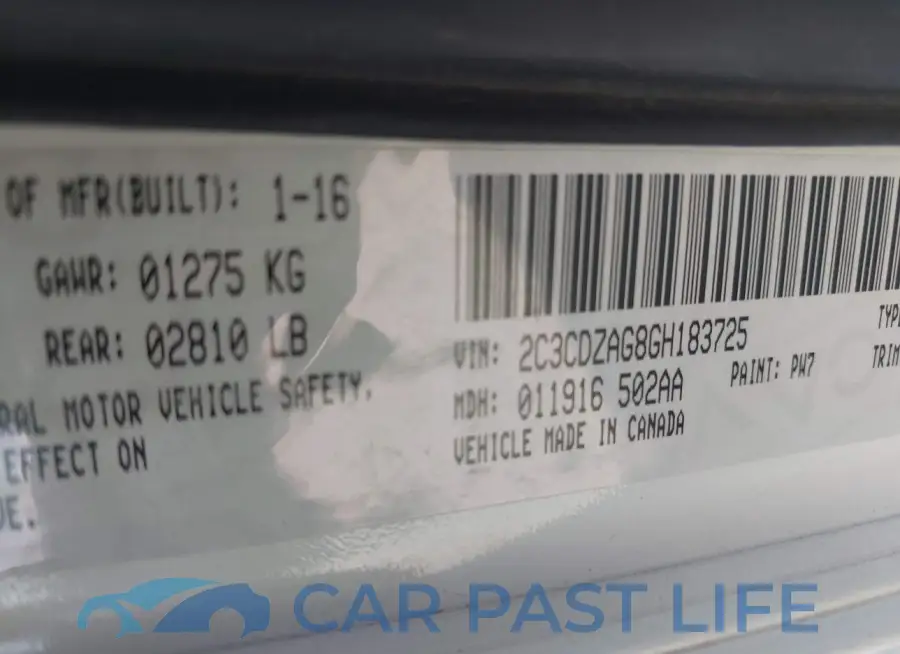 2C3CDZAG8GH183725# 9