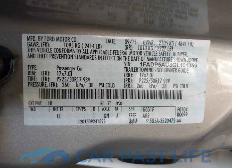 1FADP5AU8GL101359# 9