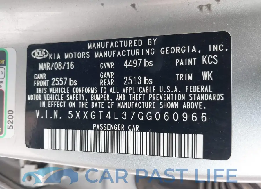 5XXGT4L37GG060966# 9