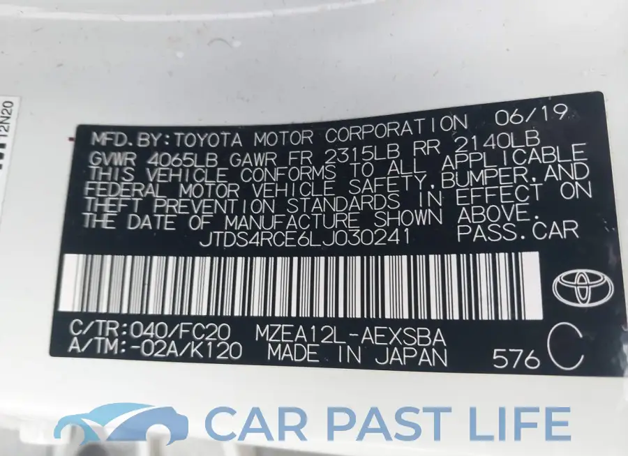 JTDS4RCE6LJ030241# 9