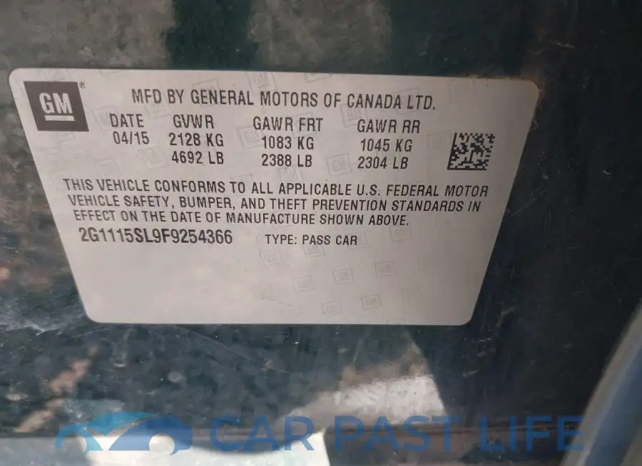2G1115SL9F9254366# 9