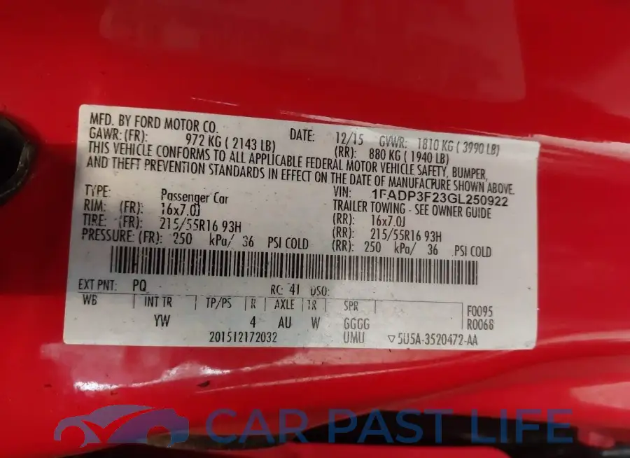 1FADP3F23GL250922# 9