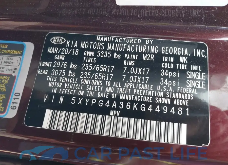 5XYPG4A36KG449481# 9