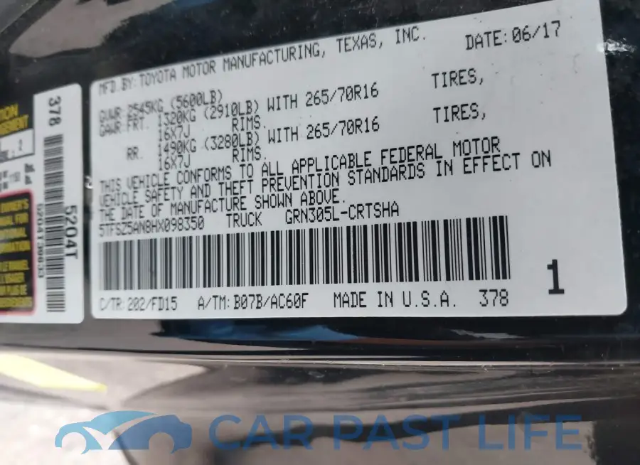 5TFSZ5AN8HX098350# 9
