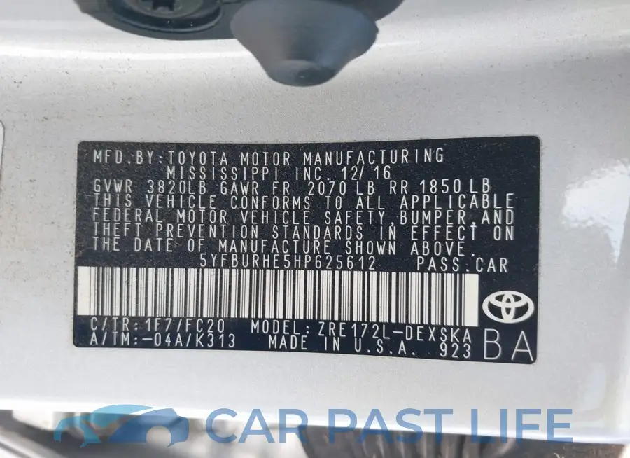 5YFBURHE5HP625612# 9