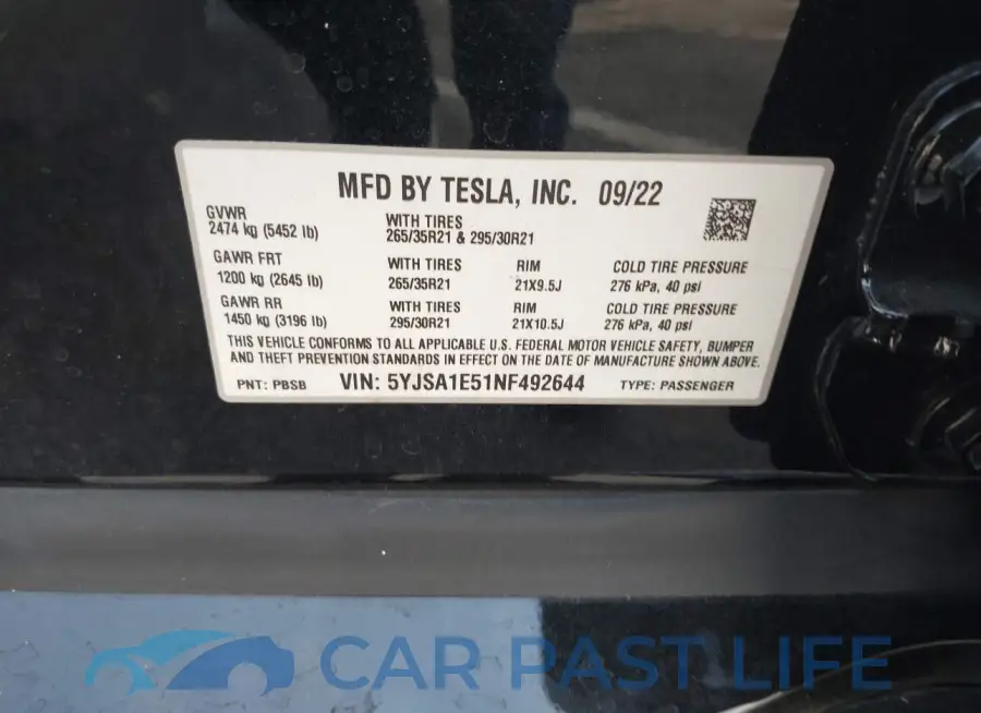 5YJSA1E51NF492644# 9