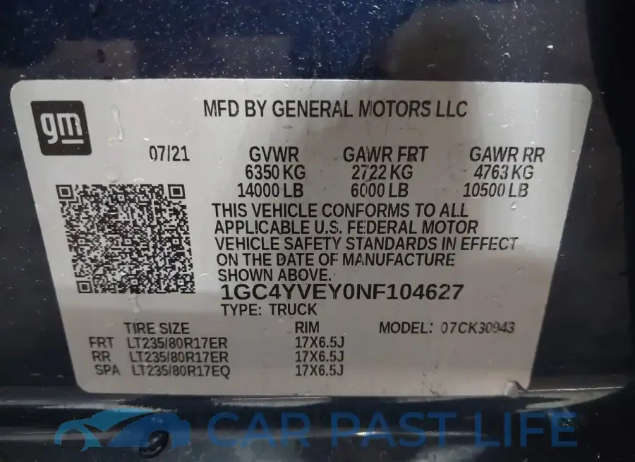 1GC4YVEY0NF104627# 9