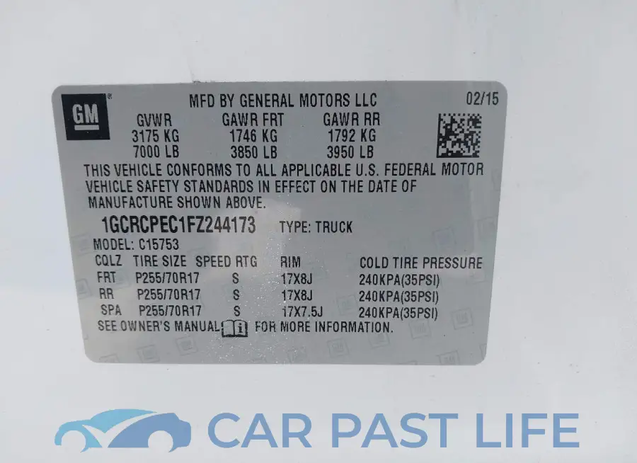 1GCRCPEC1FZ244173# 9
