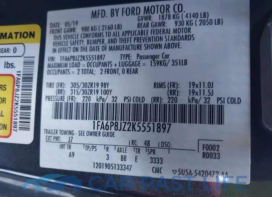1FA6P8JZ2K5551897# 9