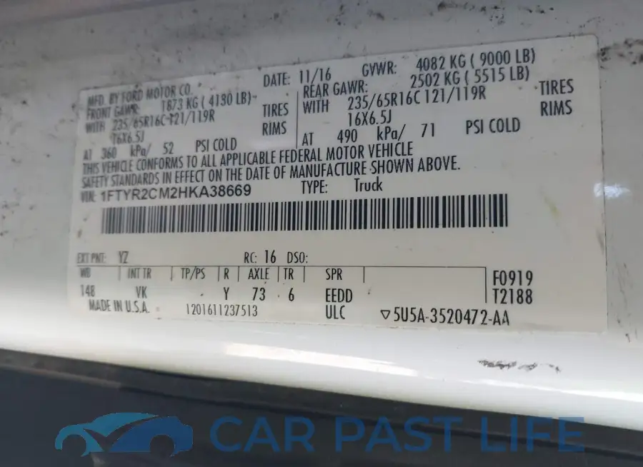 1FTYR2CM2HKA38669# 9