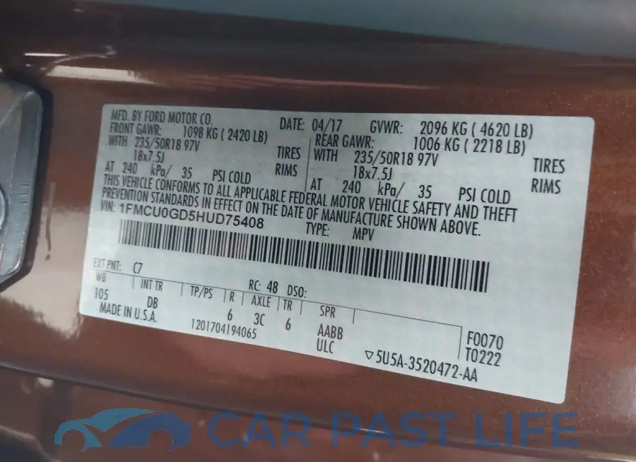 1FMCU0GD5HUD75408# 9