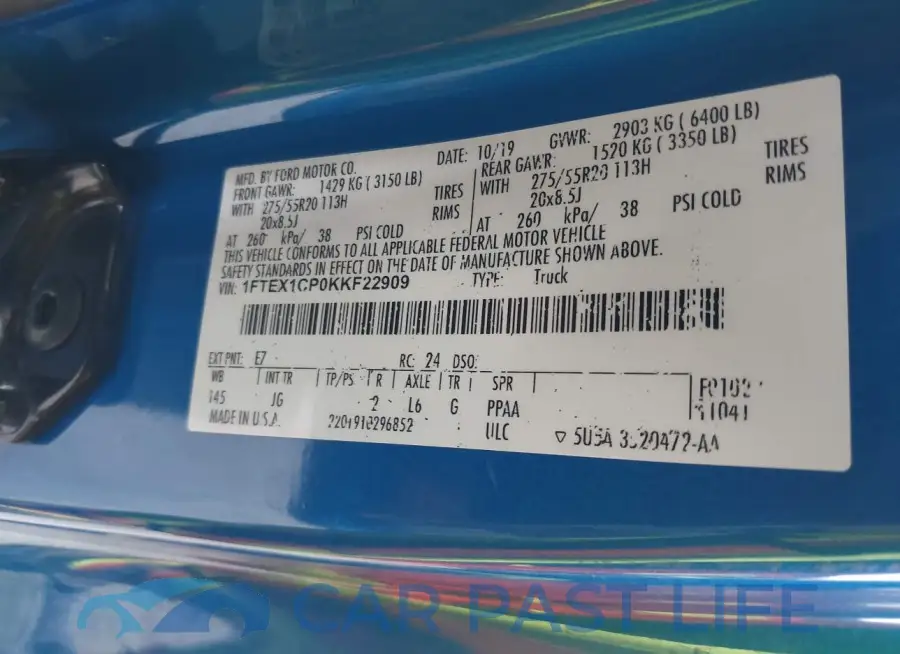 1FTEX1CP0KKF22909# 9