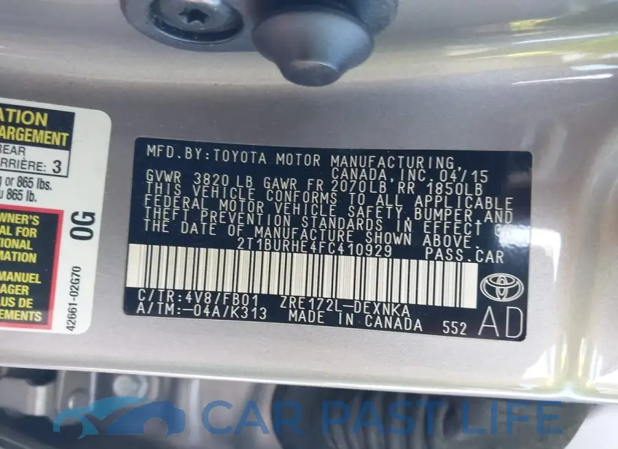 2T1BURHE4FC410929# 9