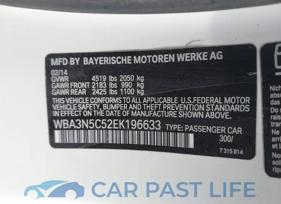 WBA3N5C52EK196633# 9