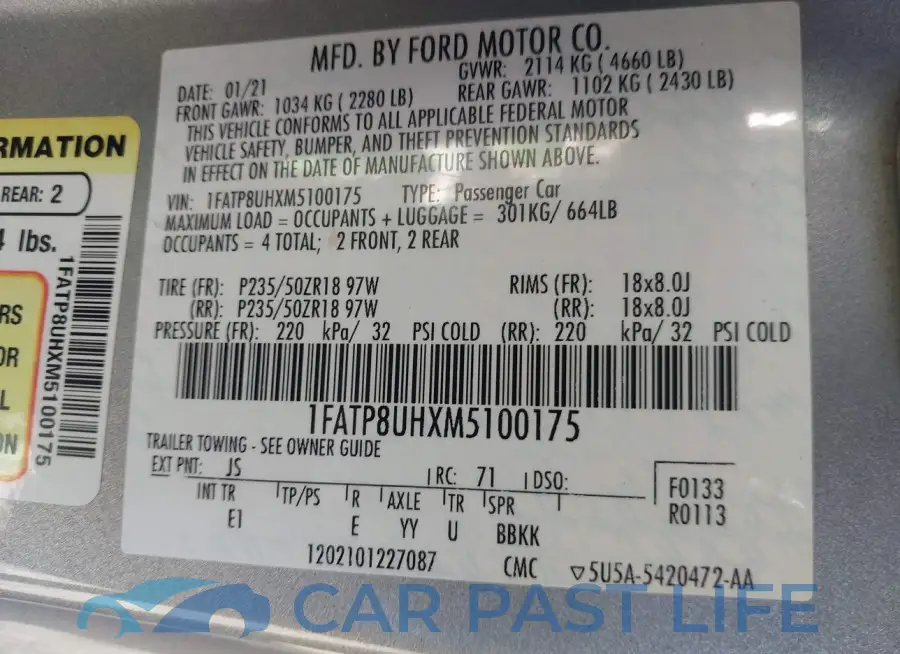 1FATP8UHXM5100175# 9