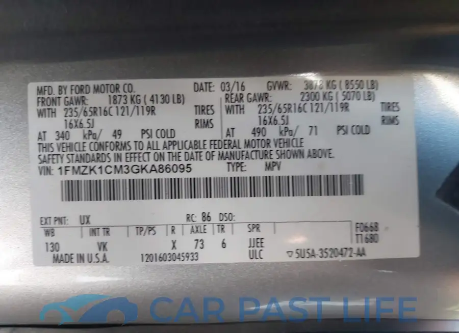 1FMZK1CM3GKA86095# 9