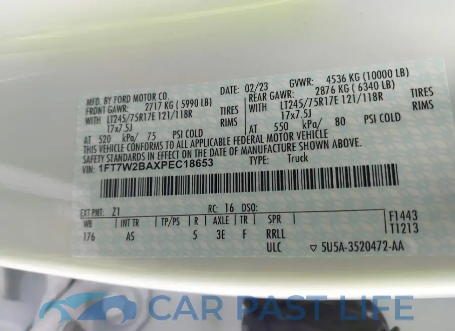 1FT7W2BAXPEC18653# 9