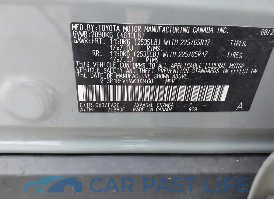 2T3P1RFV5NW303460# 9