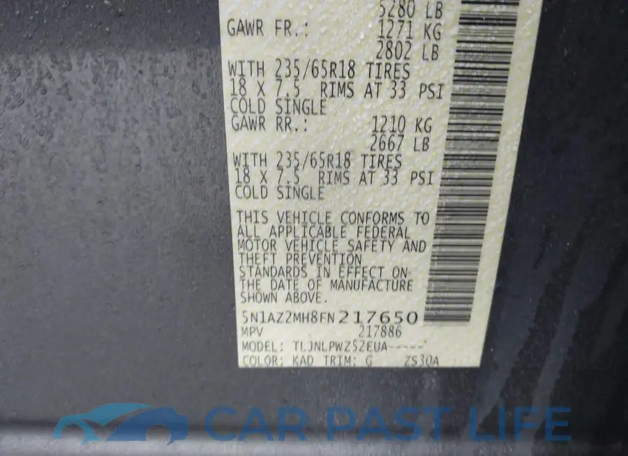 5N1AZ2MH8FN217650# 9