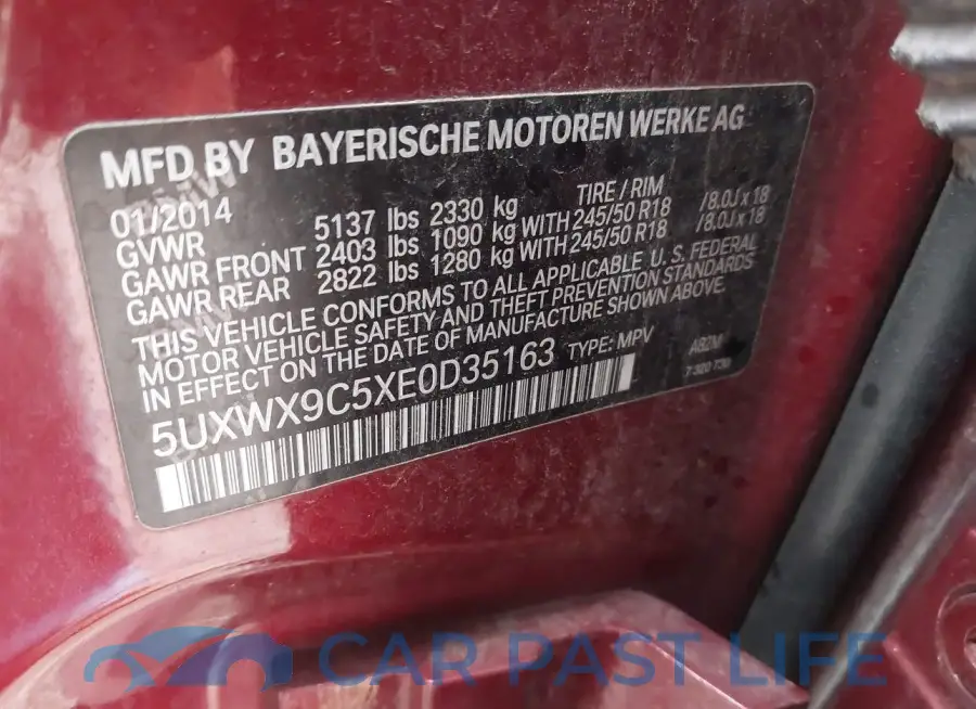 5UXWX9C5XE0D35163# 9