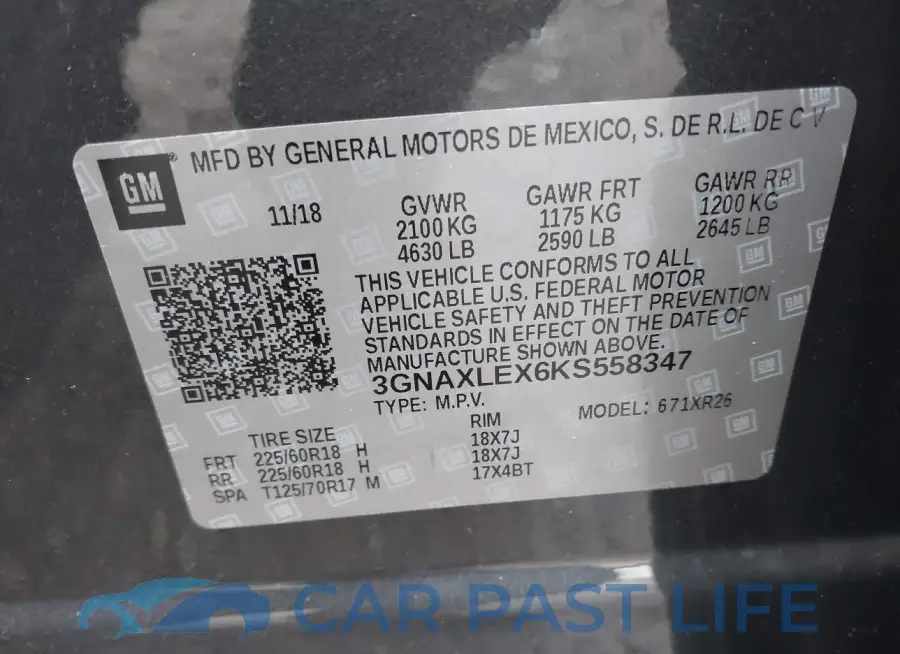 3GNAXLEX6KS558347# 9
