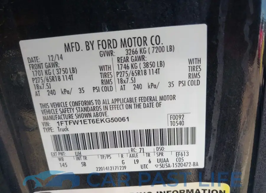 1FTFW1ET6EKG50061# 9