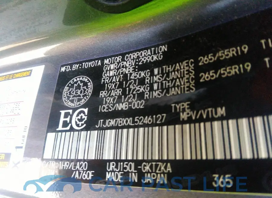 JTJGM7BXXL5246127# 9