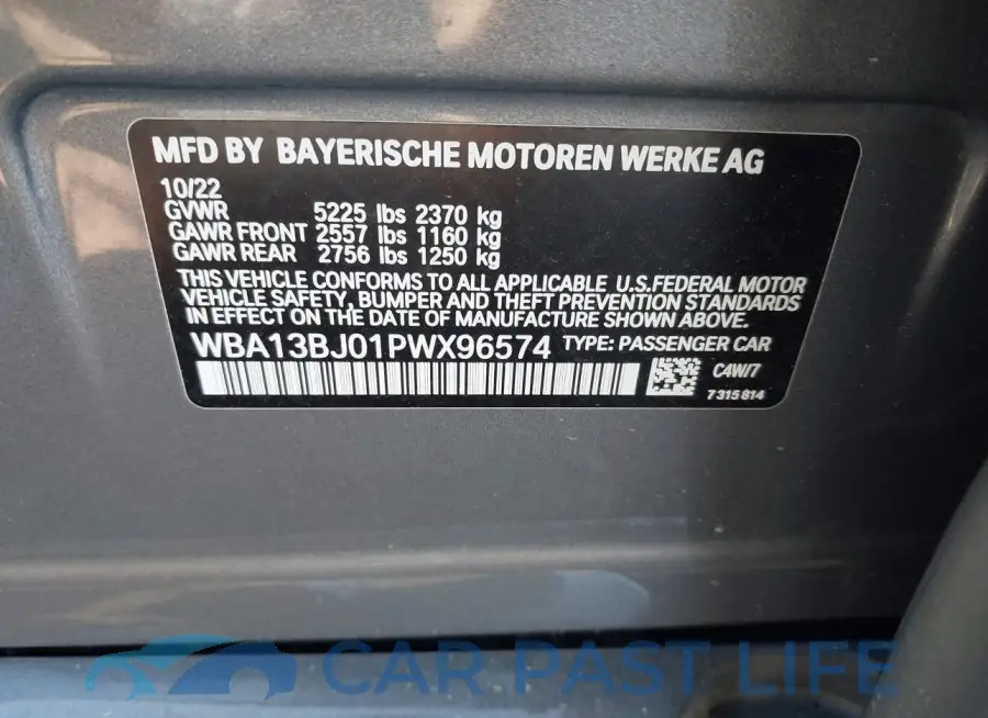 WBA13BJ01PWX96574# 9