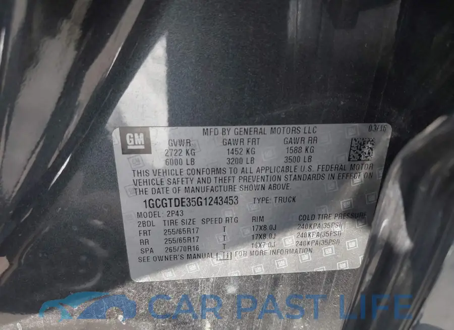 1GCGTDE35G1243453# 9